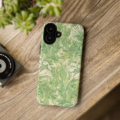 Green Floral Phone Case, Botanical iPhone Cover, Tough Phone Shell, Nature-inspired Gift, Eco-friendly Tech Accessory