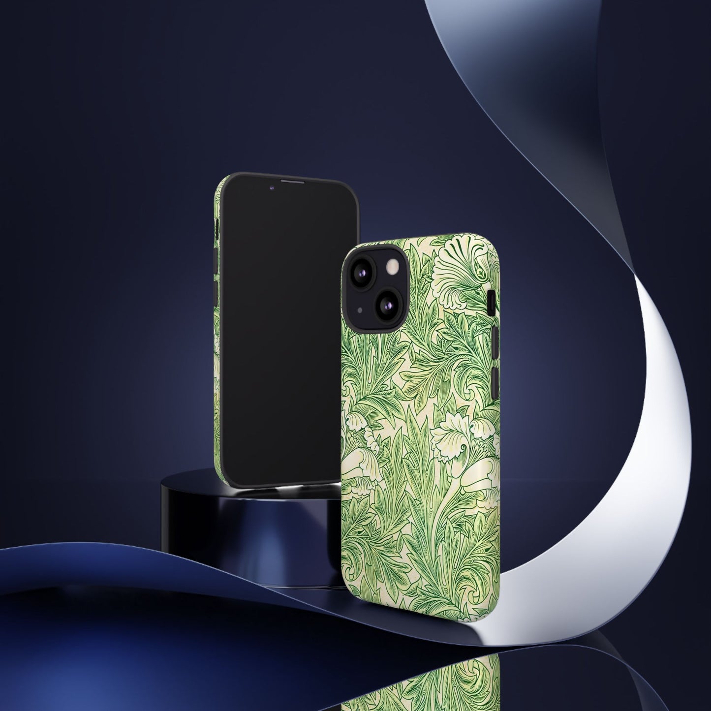 Green Floral Phone Case, Botanical iPhone Cover, Tough Phone Shell, Nature-inspired Gift, Eco-friendly Tech Accessory