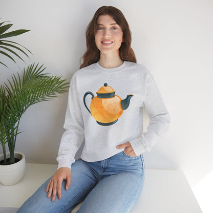 Unisex Heavy Blend™ Crewneck Sweatshirt - Classic British Tea Kettle - Timeless Elegance in Tea Time