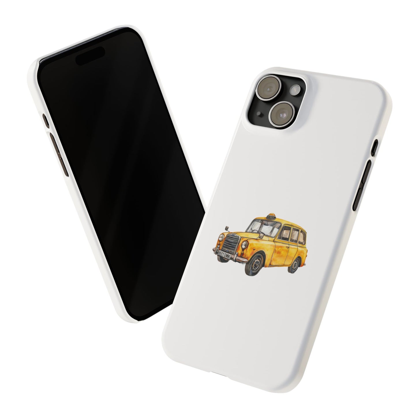 Vintage Yellow Taxi Slim Phone Case, NYC Taxi Accessory, Perfect Gift for Travelers, Phone Protection, Car Enthusiasts, Urban Style