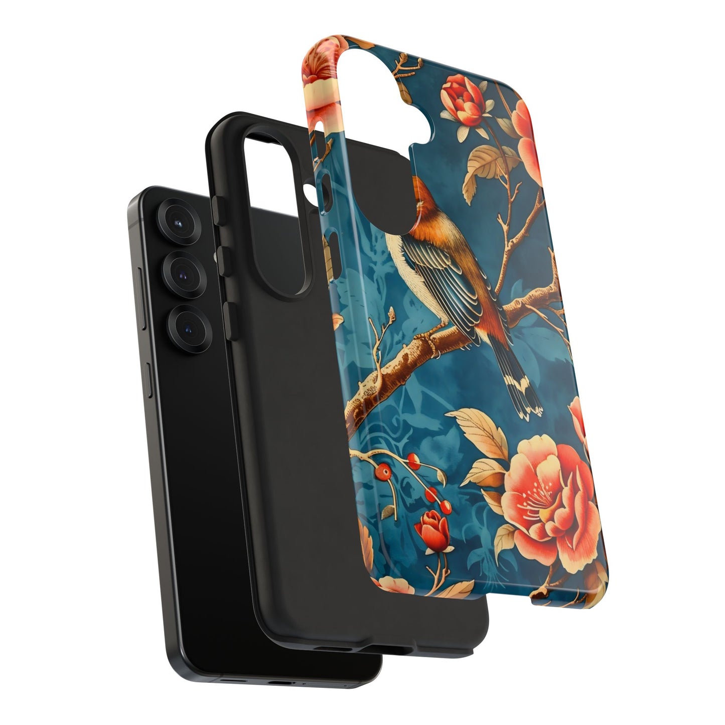Bird & Floral Phone Case, Tough Cases for Nature Lovers, Gift for Her, Customizable Design, Vibrant Tech Accessories