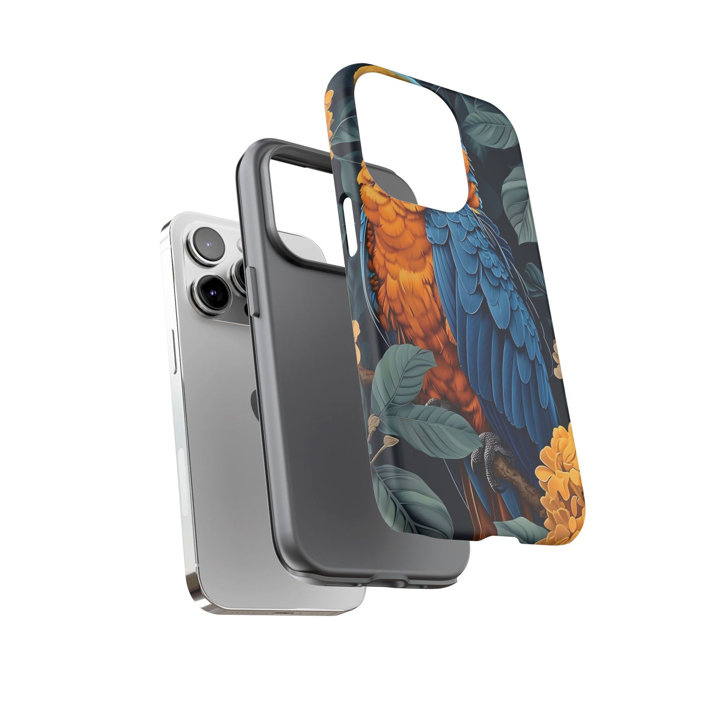 Tropical Parrot Phone Case - Tough Cases, Colorful Phone Cover, Nature Lover Gift, Floral Design, Bird Lover Accessory