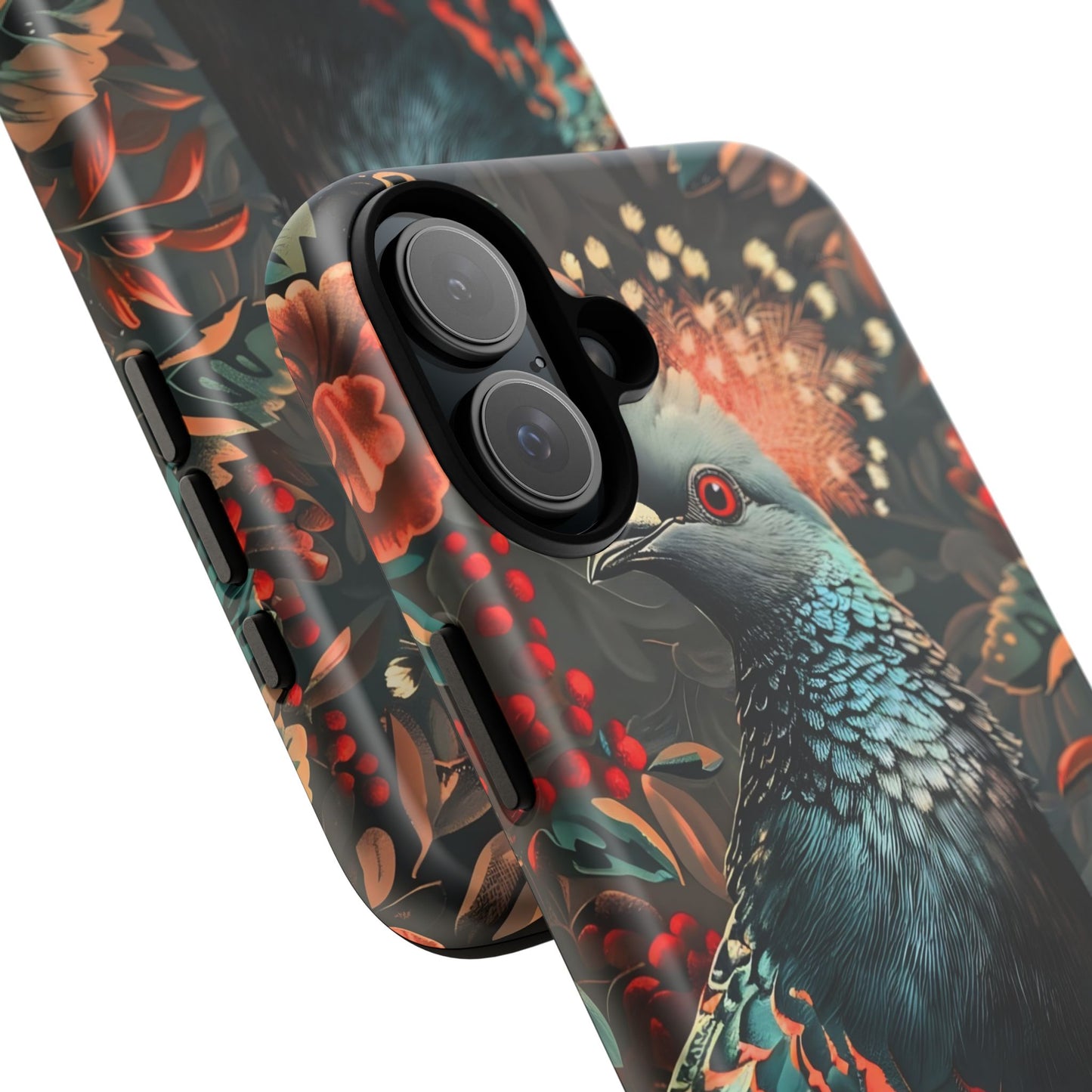 Floral Peacock Phone Case, Tough Cases, Artistic Phone Cover, Unique Gift, Nature Lover Accessory, Protective Case