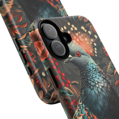 Floral Peacock Phone Case, Tough Cases, Artistic Phone Cover, Unique Gift, Nature Lover Accessory, Protective Case