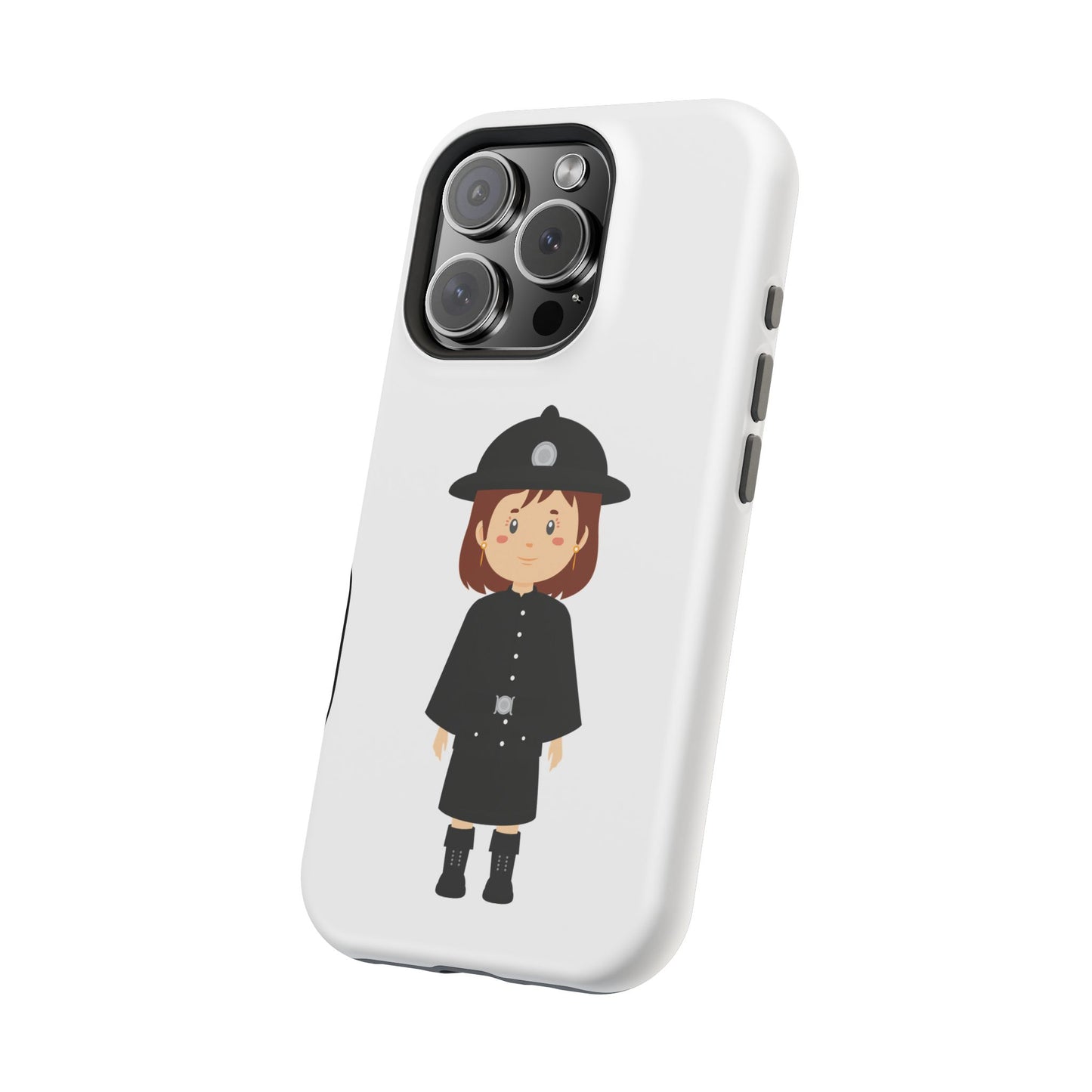 Cute Police Officer Magnetic Tough Case for iPhone, Gift for Police Lovers, Kid's Phone Case, Durable Protector, Fun Design