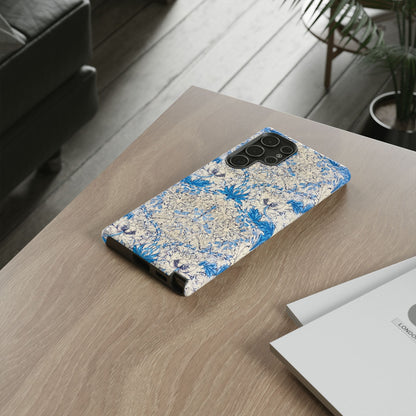 Elegant Floral Phone Case, Tough iPhone Cover, Stylish Mobile Protector, Blue Patterned Case, Unique Gift for Her