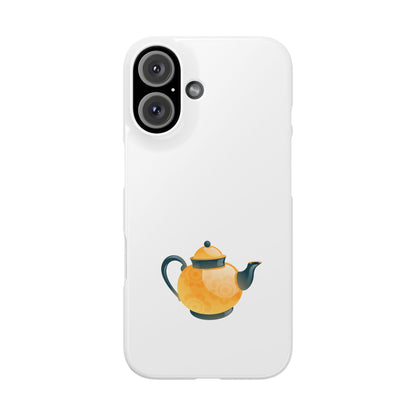 Cute Teapot Slim Phone Case, Tea Lover Gift, Stylish Phone Cover, Unique Gadget Accessory, Phone Protector for Tea Enthusiasts