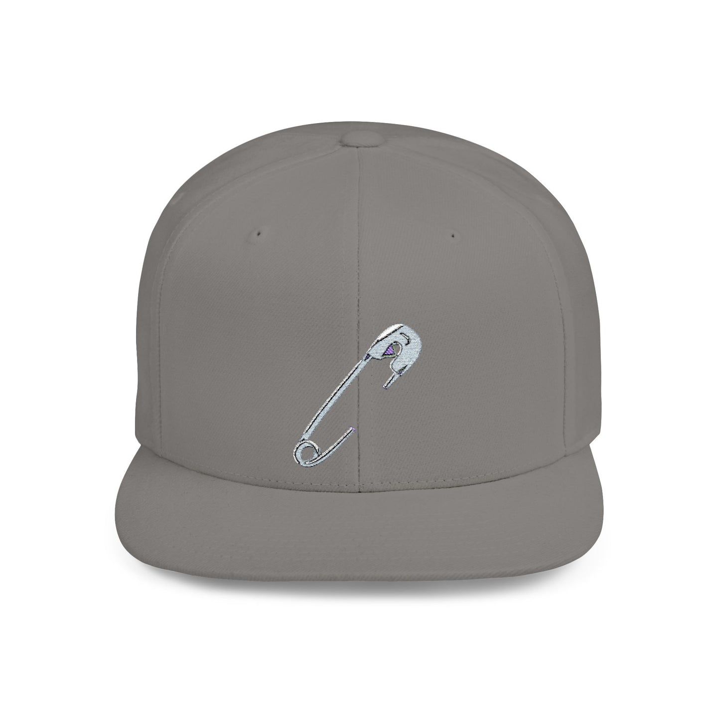 Silver Safety Pin Art Flat Bill Snapback