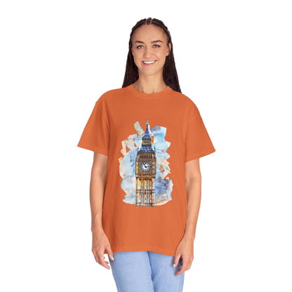 Unisex Garment-Dyed T-shirt - Iconic Big Ben Clock Tower Design