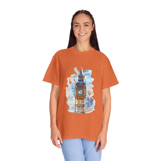 Unisex Garment-Dyed T-shirt - Iconic Big Ben Clock Tower Design