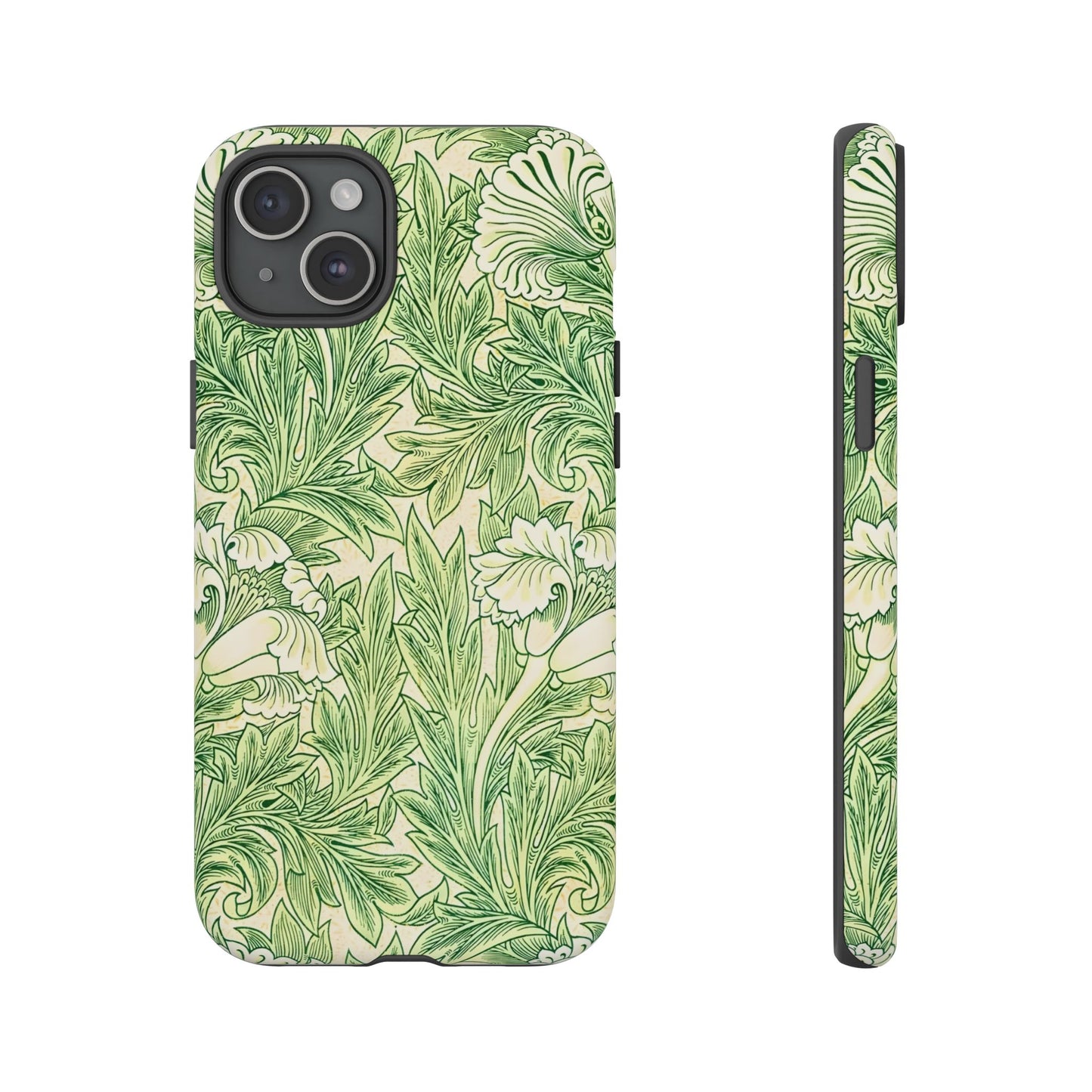 Green Floral Phone Case, Botanical iPhone Cover, Tough Phone Shell, Nature-inspired Gift, Eco-friendly Tech Accessory