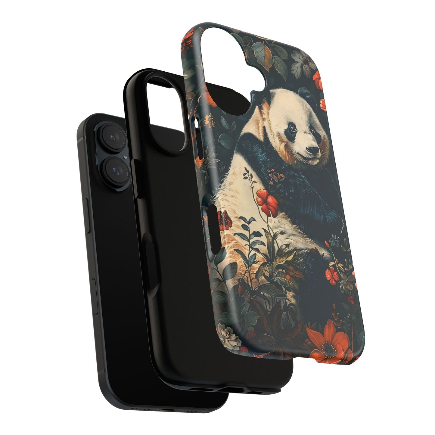 Panda Phone Case, Floral Design Phone Cover, Cute Panda Gift, Nature-Inspired Case, Animal Lover Accessory