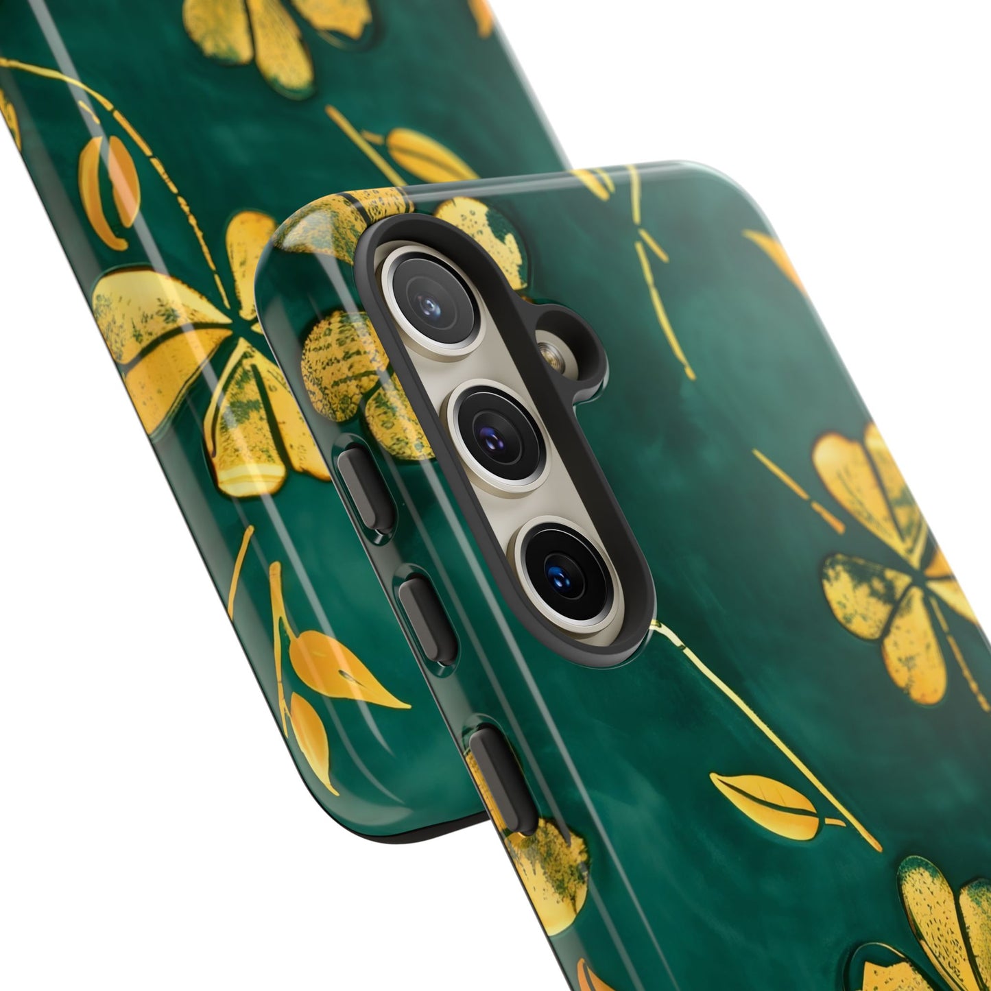 Floral Phone Case with Gold Accents, Tough Phone Cover, Stylish Phone Protector, Unique Gift for Her, Nature Lover Accessory