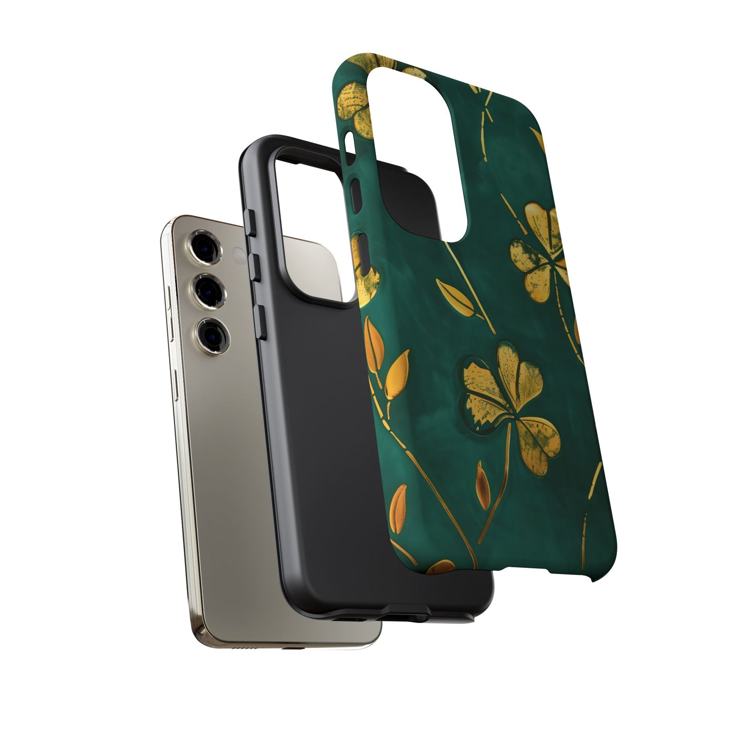 Floral Phone Case with Gold Accents, Tough Phone Cover, Stylish Phone Protector, Unique Gift for Her, Nature Lover Accessory