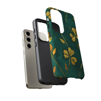 Floral Phone Case with Gold Accents, Tough Phone Cover, Stylish Phone Protector, Unique Gift for Her, Nature Lover Accessory