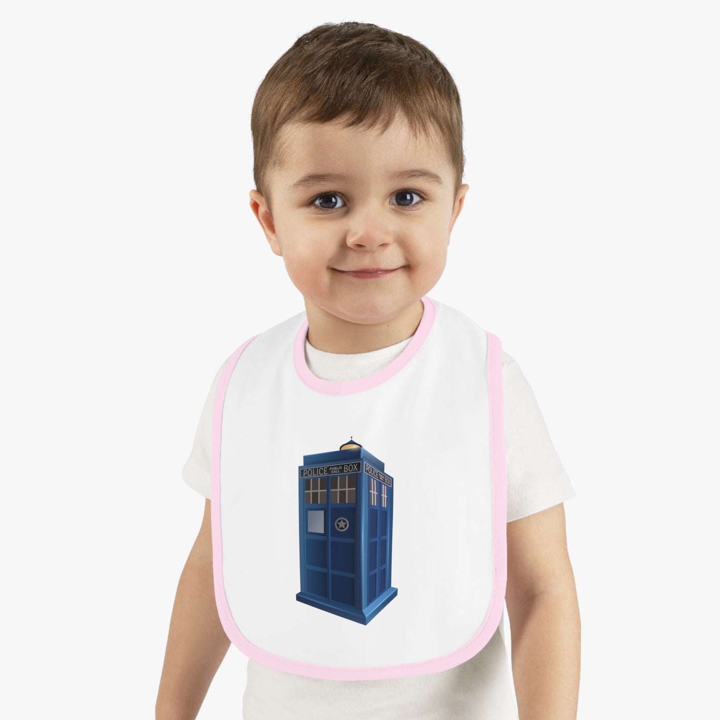 Doctor Who Inspired Baby Bib, Fun Feeding Accessory, TARDIS Bib, Gift for New Parents, Nerdy Baby Shower Gift, Adjustable Baby Bib