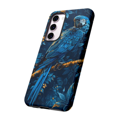 Tough Cases - Vibrant Blue Parrot Phone Case, Tropical Bird Phone Cover, Nature Lover Gift, Eco-Friendly Accessories, Unique Wildlife Decor