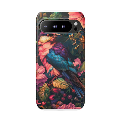 Tough Cases: Vibrant Tropical Bird Phone Case, Floral Smartphone Cover, Nature Lover Gift, Boho Phone Accessory, Cute Bird Case