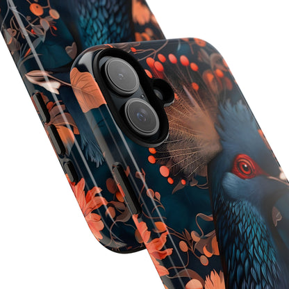 Vibrant Phone Case with Floral Peacock Design - Tough Cases, Artistic Phone Cover, Unique Gift for Nature Lovers, Stand Out Tech Accessory