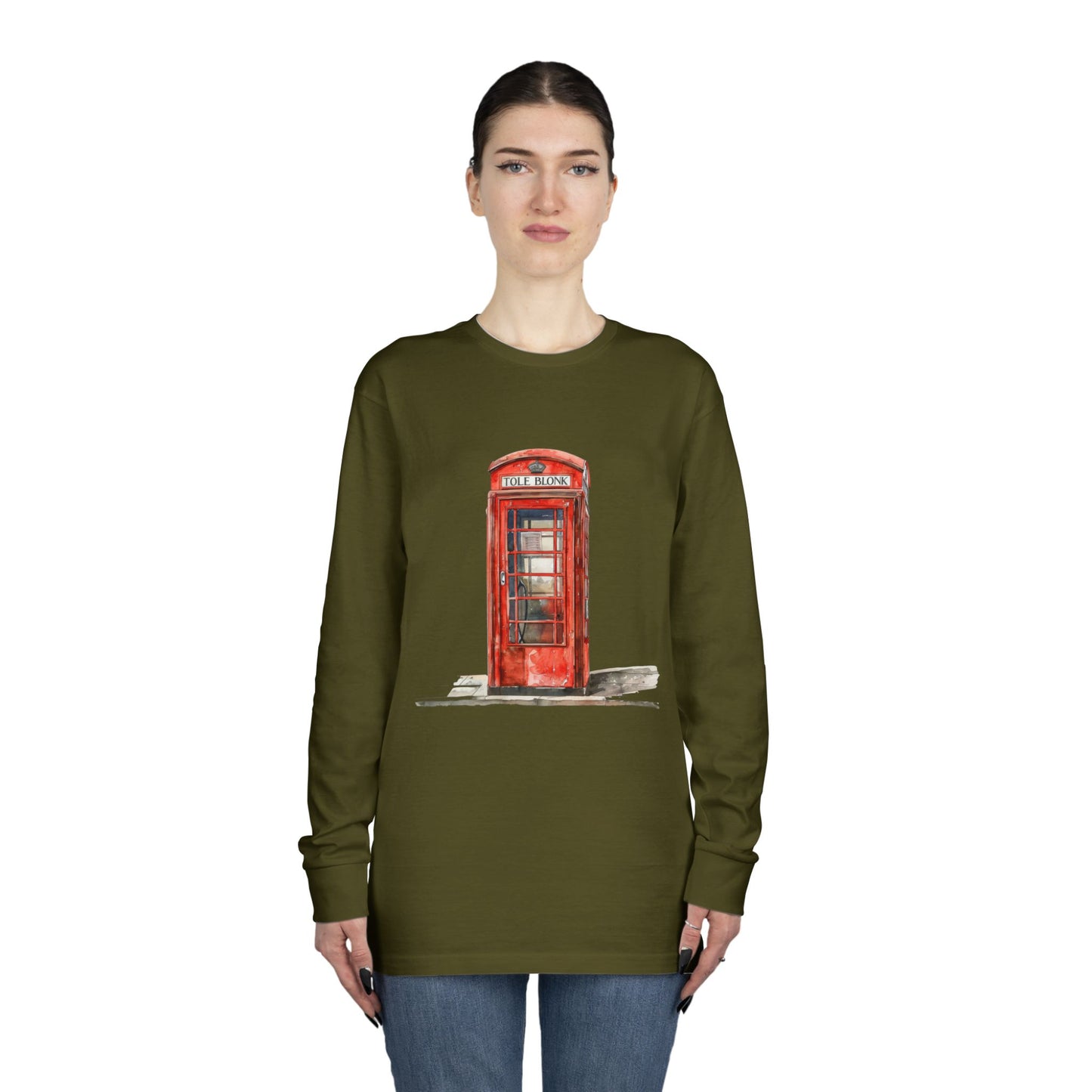 Long Sleeve Crewneck Tee - Iconic British Public Telephone