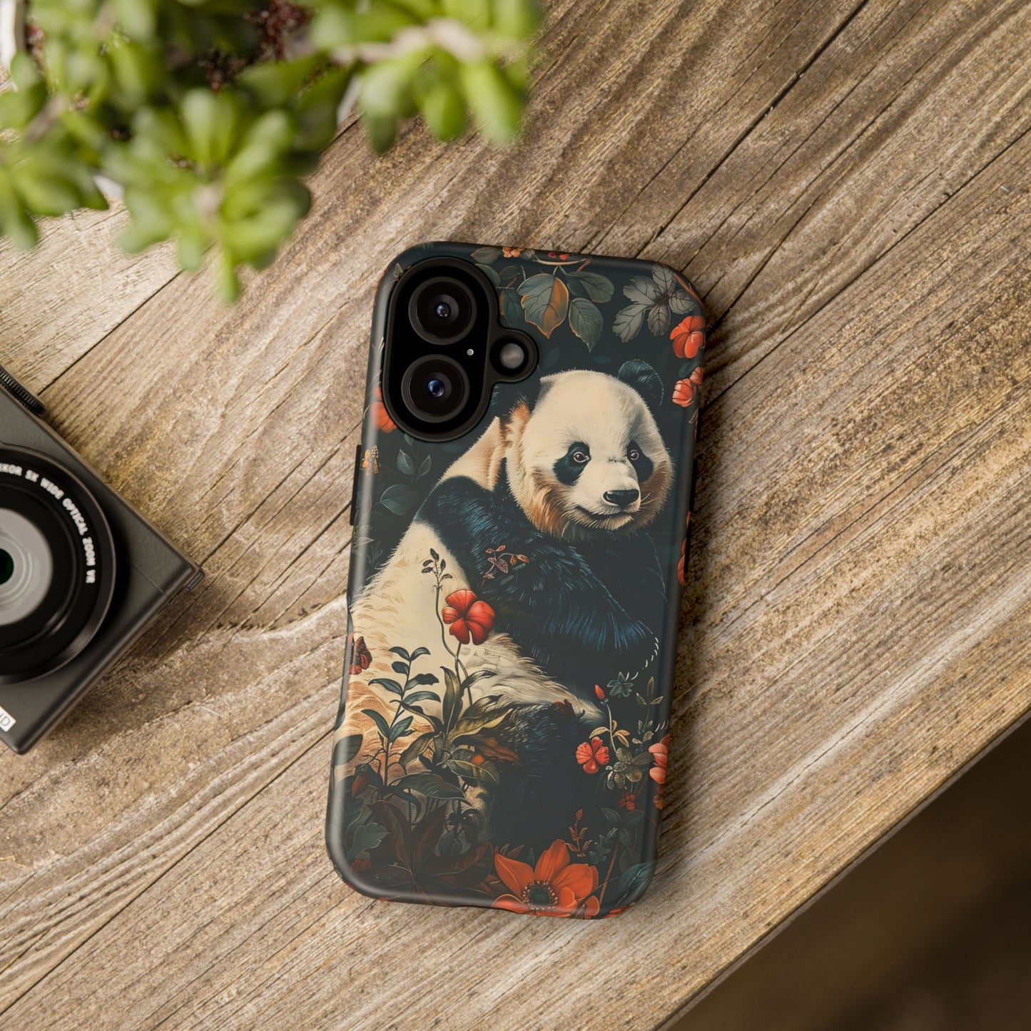 Panda Phone Case, Floral Design Phone Cover, Cute Panda Gift, Nature-Inspired Case, Animal Lover Accessory