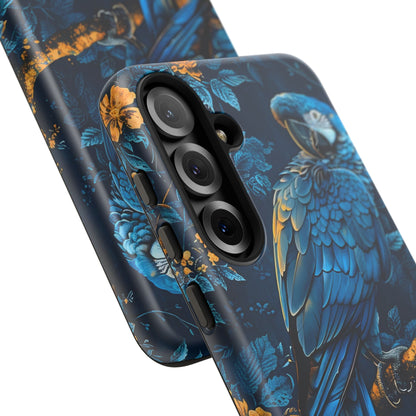 Tough Cases - Vibrant Blue Parrot Phone Case, Tropical Bird Phone Cover, Nature Lover Gift, Eco-Friendly Accessories, Unique Wildlife Decor
