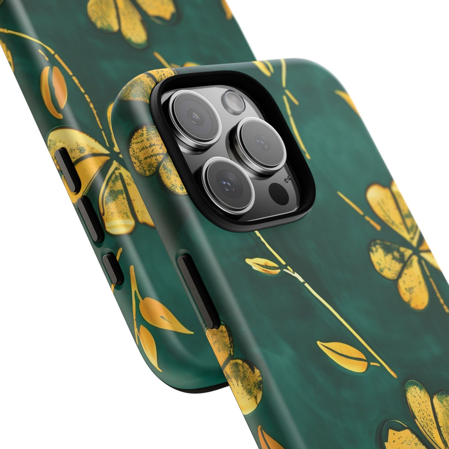 Floral Phone Case with Gold Accents, Tough Phone Cover, Stylish Phone Protector, Unique Gift for Her, Nature Lover Accessory