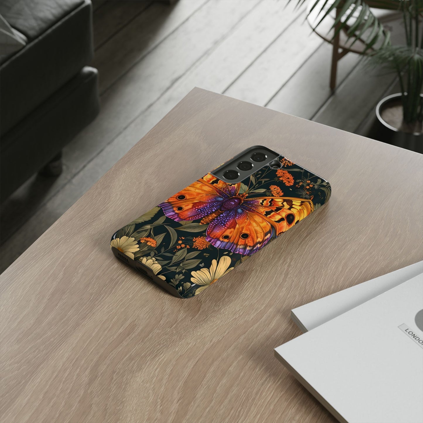 Butterfly Phone Case, Tough Cases for Nature Lovers, Vibrant Floral Design, Gift for Her, Cute Phone Accessories, Butterfly Artwork