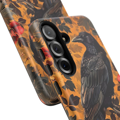 Raven Floral Phone Case - Tough Cases, Blackbird Decor, Gift for Nature Lovers, Bird Themed Accessories, Unique Phone Cover