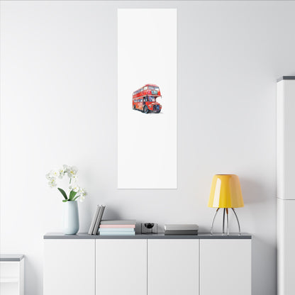 London Red Double-Decker Bus Art Canvas Print, Wall Decor for Travel Lovers, Home Office Gift, Unique Artwork for All Occasions