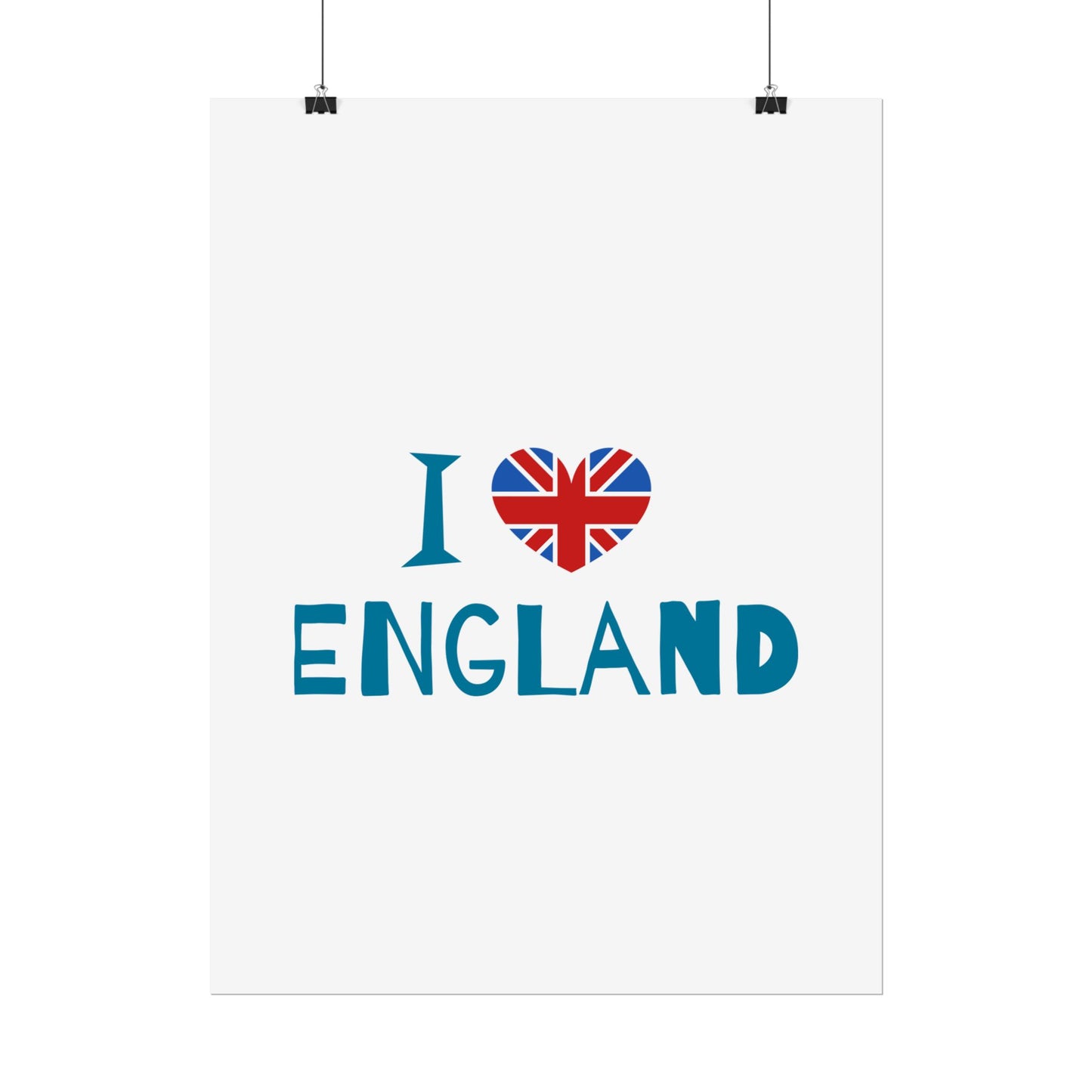 I Love England Rolled Poster - UK Travel Decor, Gift for Britains, Wall Art for Home, London Souvenir, Love England
