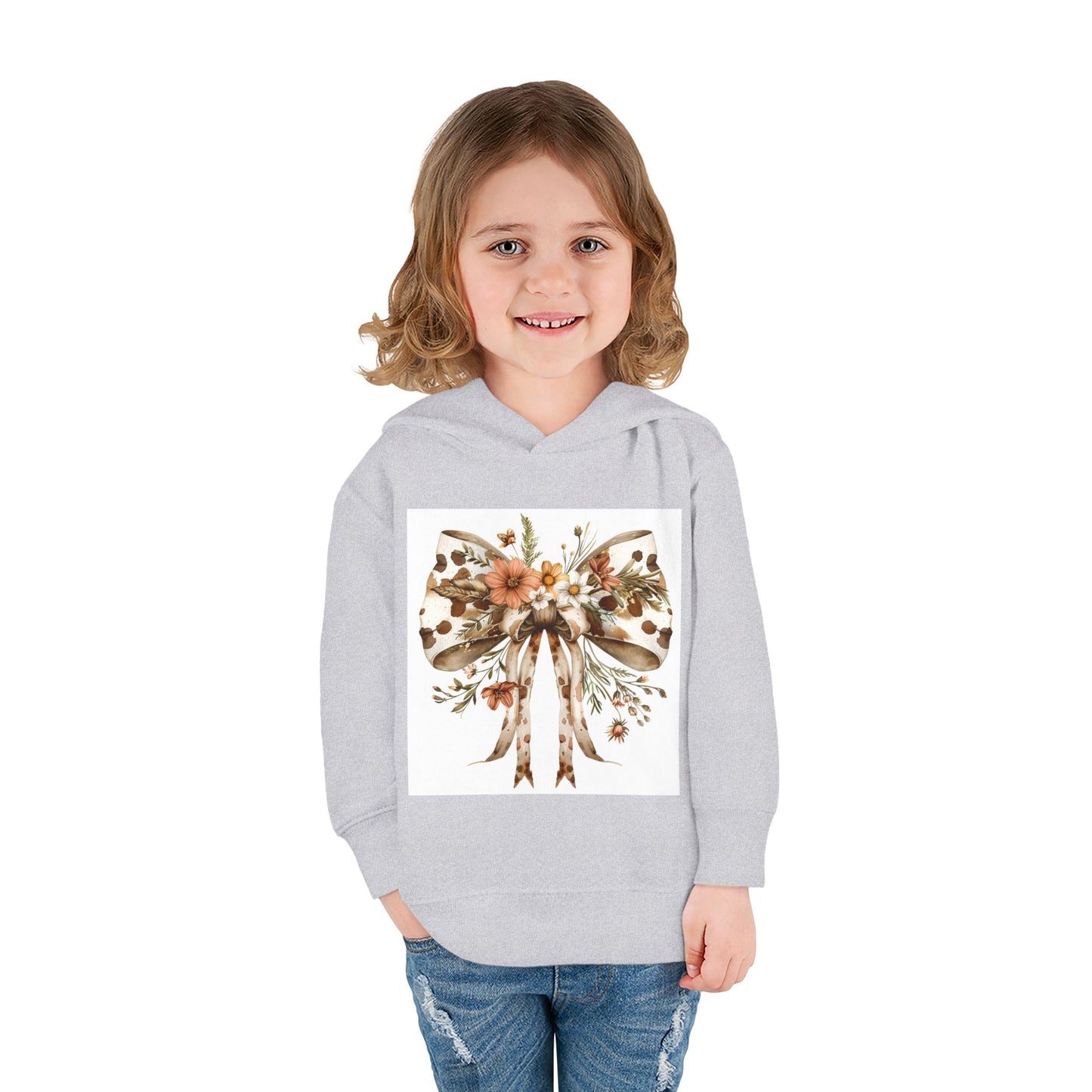 Floral Bow Toddler Pullover Fleece Hoodie - Cute & Cozy for Little Ones