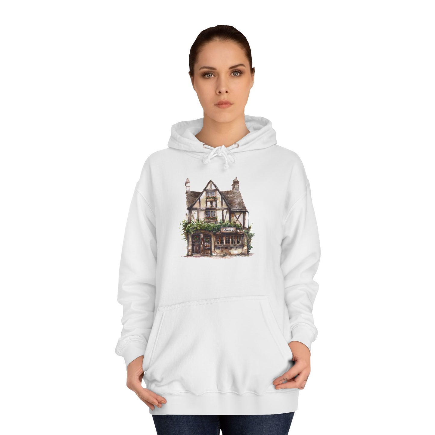 Unisex College Hoodie - Classic British Abode - Where Tradition Meets Comfort