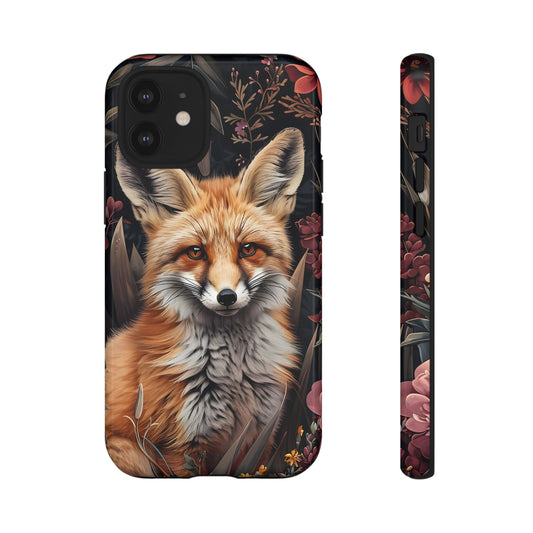 Fox Floral Phone Case, Tough Cases for Animal Lovers, Nature Themed Gift, Cute Phone Cover, Wild Fox Protector