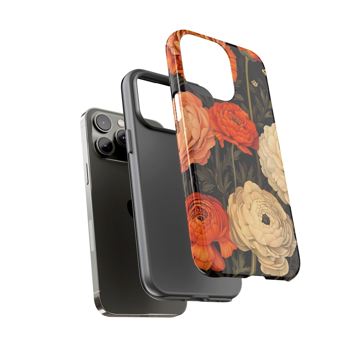 Floral Phone Case with Tough Protection, Blooming Ranunculus Design, Durable Cover, Gift for Flower Lovers, Eco-Friendly Phone Accessory
