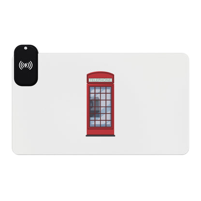 Red Telephone Box - LED Gaming Mouse Pad with Wireless Charging - Perfect for Gamers, Desk Decor, Gift for Tech Enthusiasts, Home Office Essential, [...]