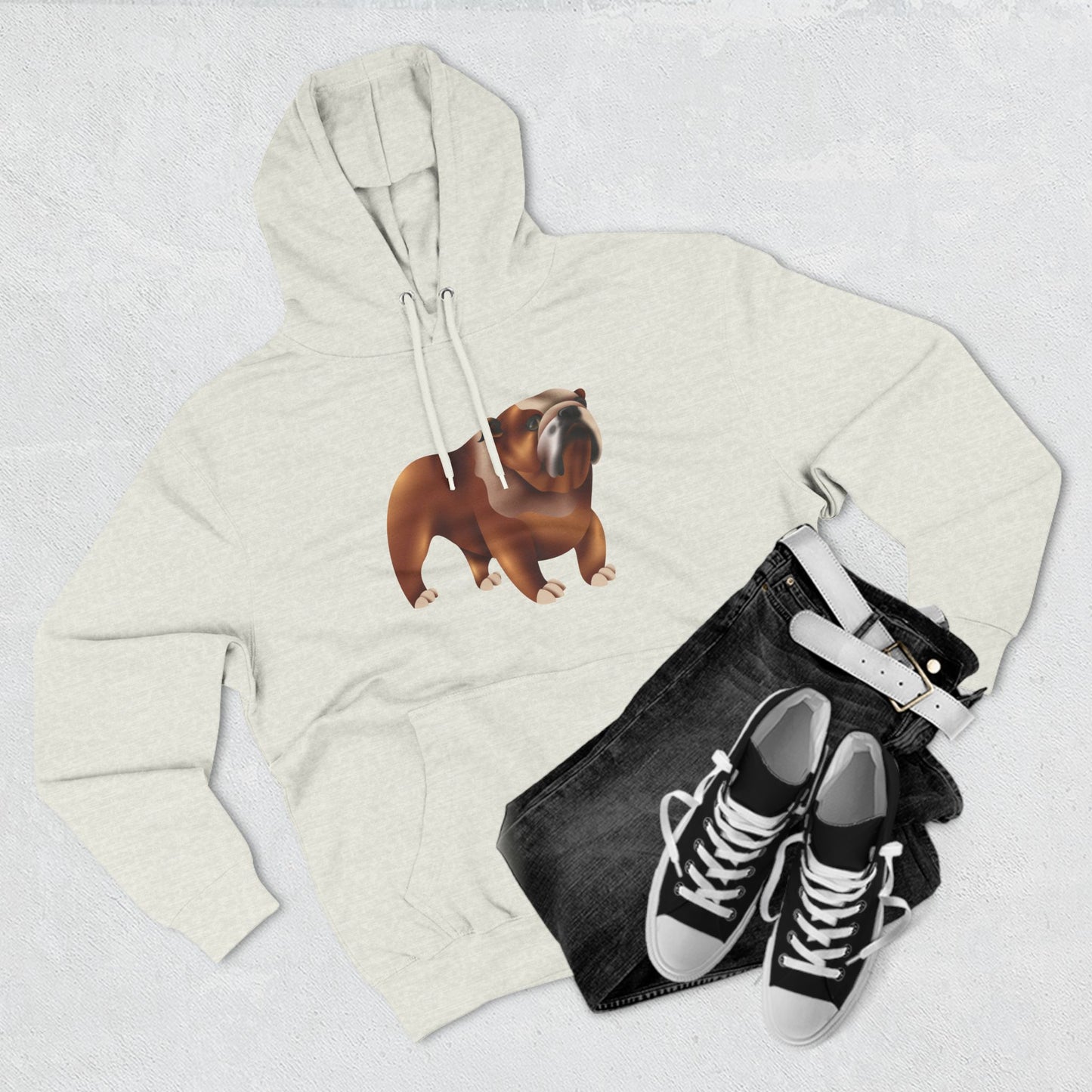 Three-Panel Fleece Hoodie - Adorable British Dog