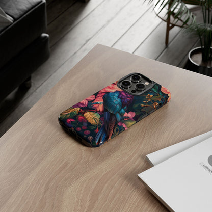 Vibrant Phone Case, Tropical Bird Design, Tough Phone Cover, Floral Tech Accessory, Gift for Nature Lovers