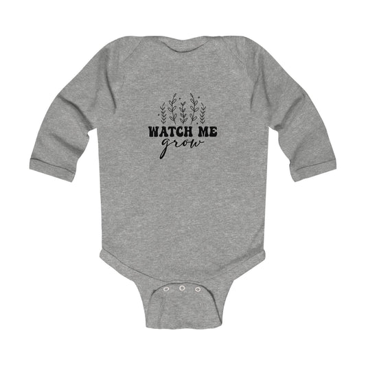Watch Me Grow Infant Long Sleeve Bodysuit - Cute Baby Shower Gift