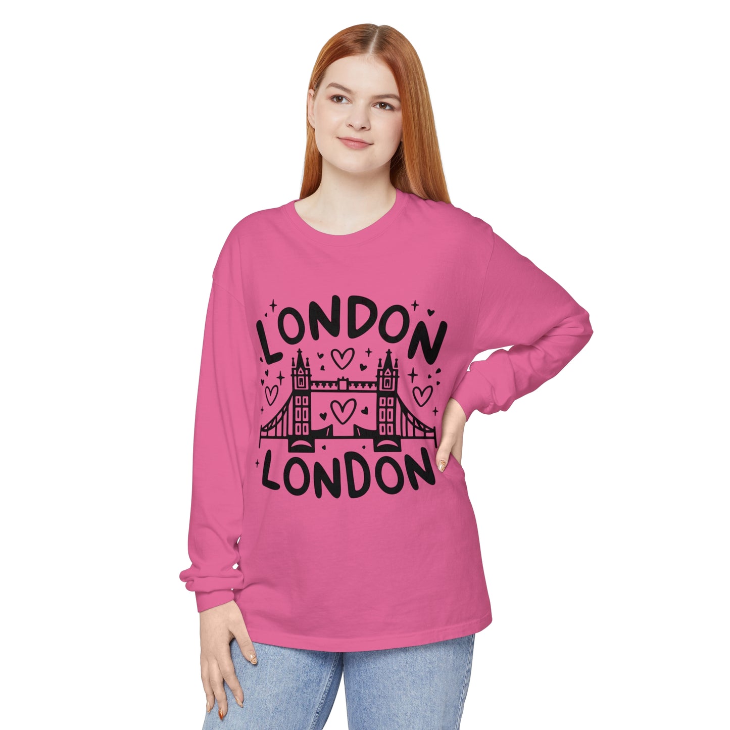 Unisex Garment-dyed Long Sleeve T-Shirt - Relaxing London