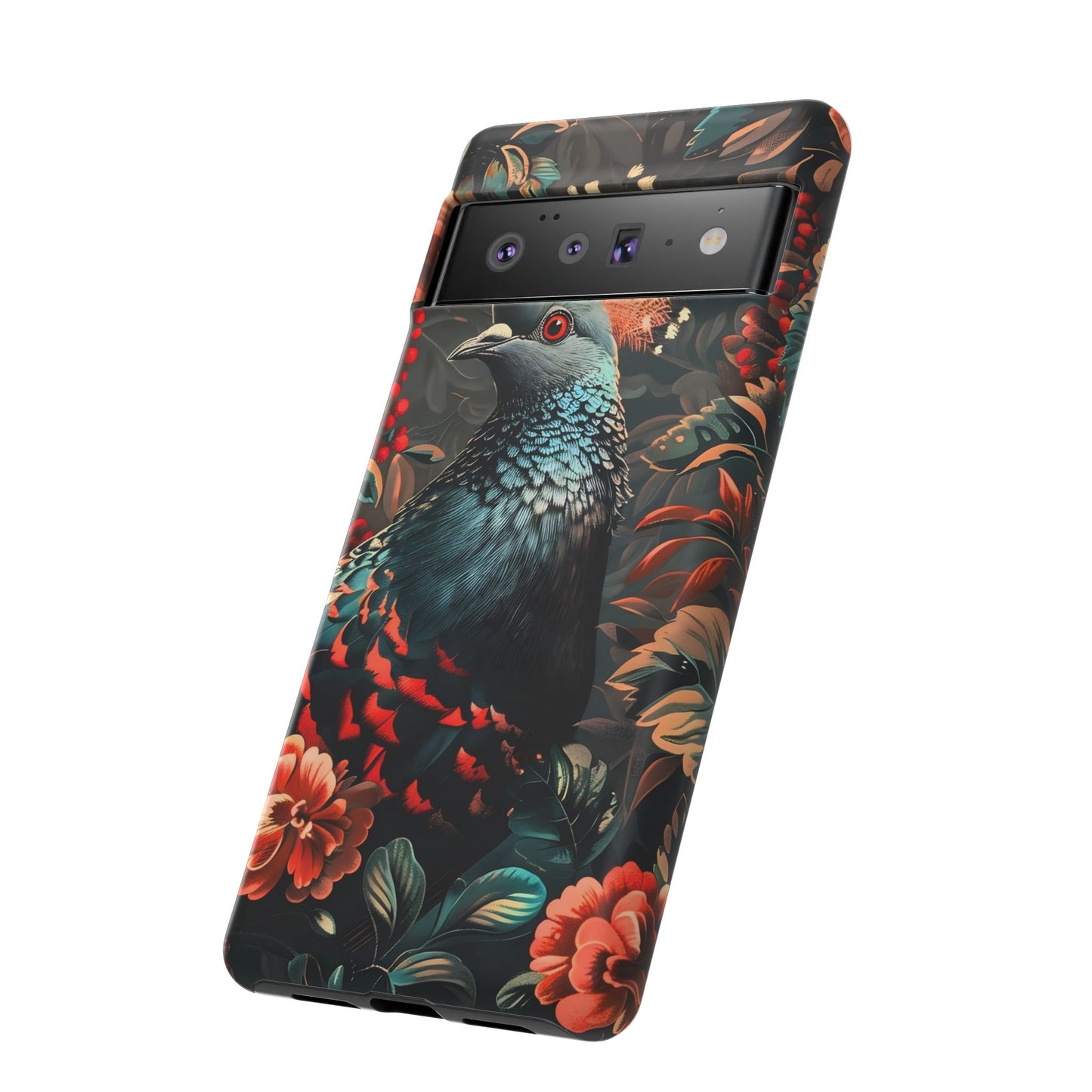 Floral Peacock Phone Case, Tough Cases, Artistic Phone Cover, Unique Gift, Nature Lover Accessory, Protective Case