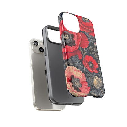 Floral Phone Case with Artistic Poppies, Tough Cases, Flower Design, Nature Lover Gift, Customizable Mobile Cover, Stylish Phone Accessories