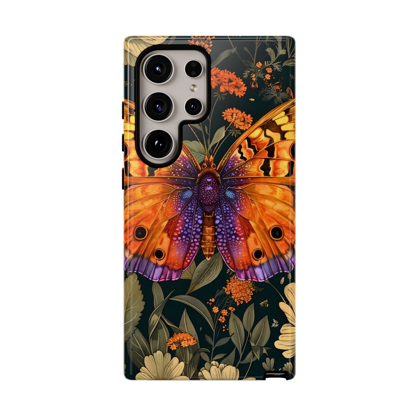 Butterfly Phone Case, Tough Cases for Nature Lovers, Vibrant Floral Design, Gift for Her, Cute Phone Accessories, Butterfly Artwork