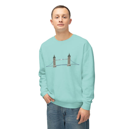 Unisex Lightweight Crewneck Sweatshirt - Tower Bridge - Iconic London Landmark Illustration