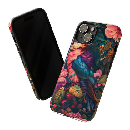 Tough Cases: Vibrant Tropical Bird Phone Case, Floral Smartphone Cover, Nature Lover Gift, Boho Phone Accessory, Cute Bird Case