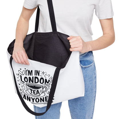 London Tea Weekender Tote Bag, Travel Bag, Gift for Tea Lovers, Stylish Carry-All, Weekend Getaway, Unique Tote