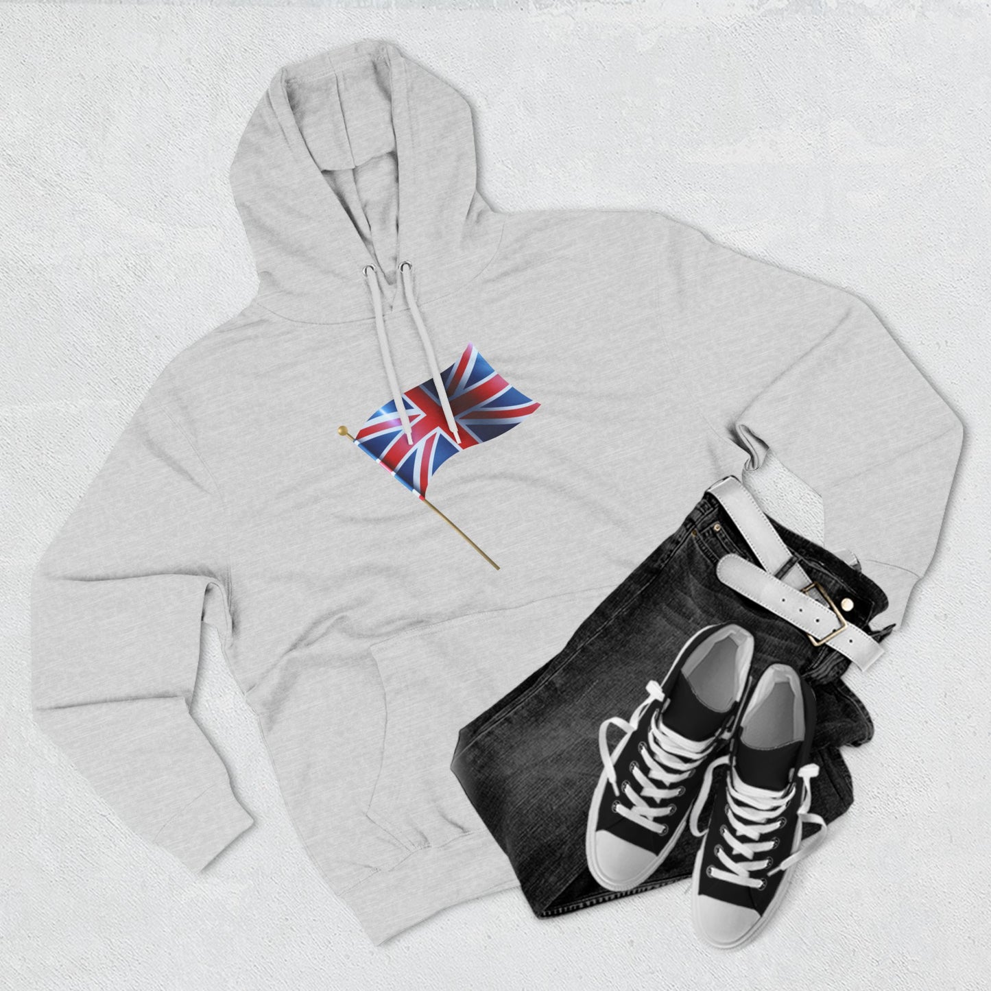 Three-Panel Fleece Hoodie - Waving Proud -The Union Jack Flag