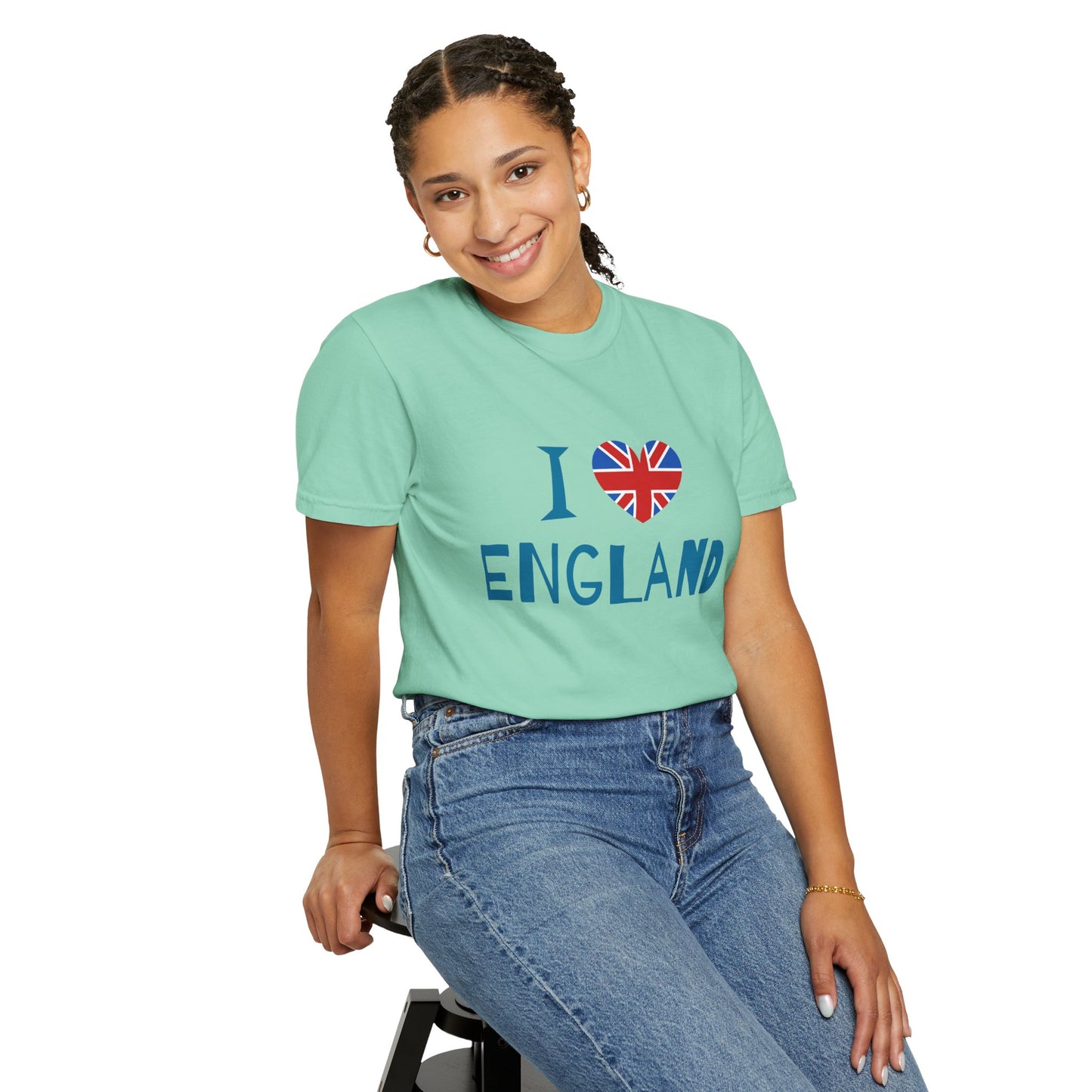Unisex Garment-Dyed T-shirt - I Love England - Union Jack Heart