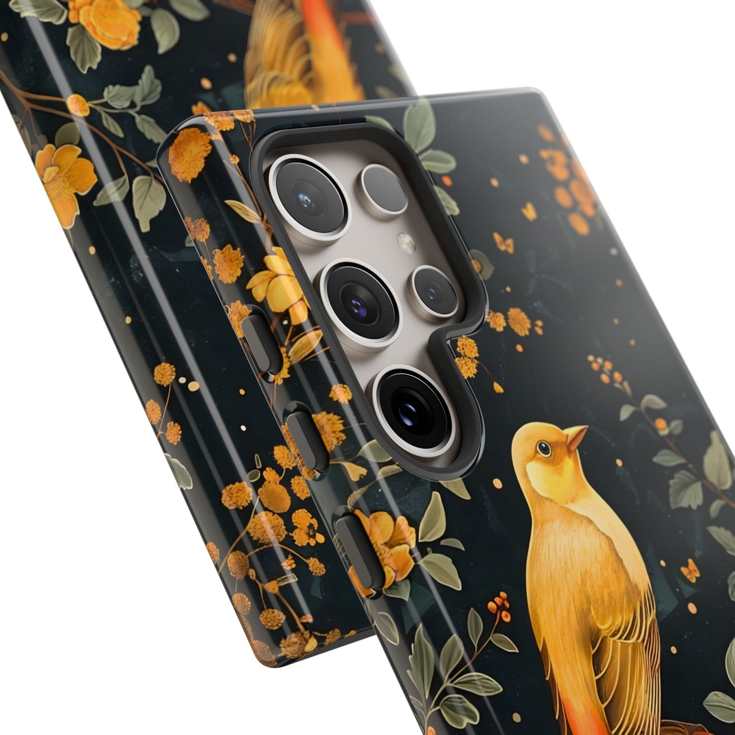 Floral Phone Case, Tough Cases with Bird Design, Nature Lover Gift, Stylish Protection, Birthday Present, Floral Phone Cover
