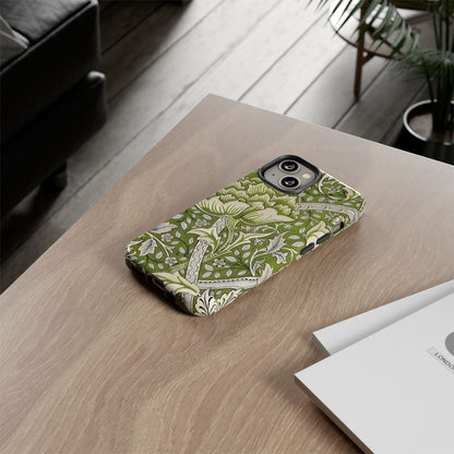 Stylish Phone Case with Floral Design, Durable Protective Cover for iPhone, Unique Gift for Birthdays, Mother's Day, Green Aesthetic